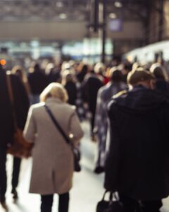 People on crowded train platform